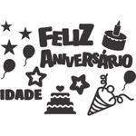 Adesivo Preto Feliz Aniversário - 1 Un