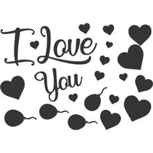 Adesivo Preto I Love You - 1 Un