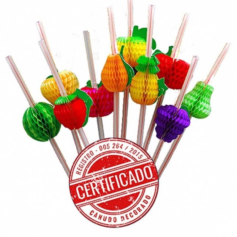 Canudo Frutas Variadas para Decoração de Drinks - 10 unidades