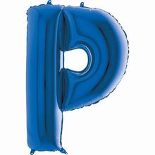 Balão Metalizado Letra P Azul 40'' / 101cm