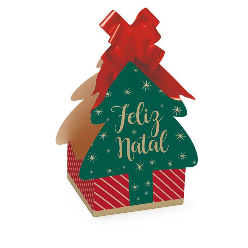 Caixa para Panetone Árvore e Natal 9X9X17 - 10 Un