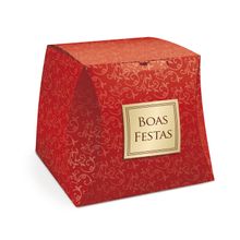 Caixa Mini Panetone Boas Festas Vermelha P 11X11X10 100G - 10 Un