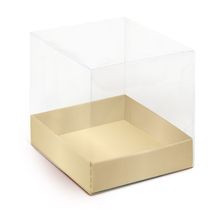 Caixa para Panetone 500g G 14,4x14,4x12cm Liso Ouro - 01 unidade - Cromus Natal