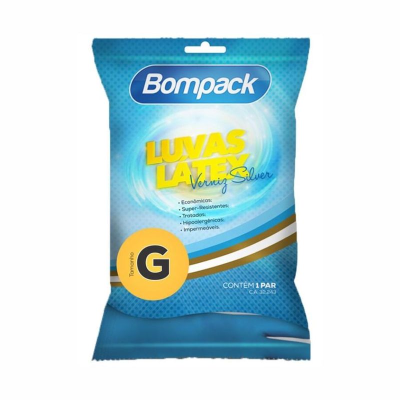 Bompack Luva Borracha Tamanho G para Verniz Azul