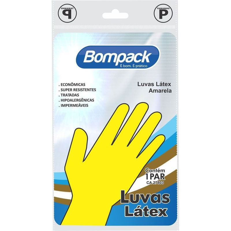 Bompack - Luva Borracha Tamanho P para Par Amarela