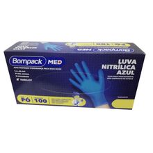 Bompack - Luva Nitrílica Azul Média PP com 100