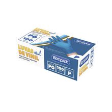 Bompack Luva Vinil Azul com Talco Tamanho P com 100 Unidades