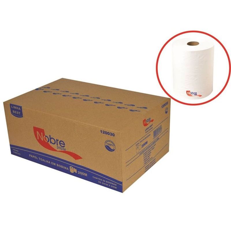 Toalha Bobina Auto Corte 20x200m Nobre com 6 Unidades