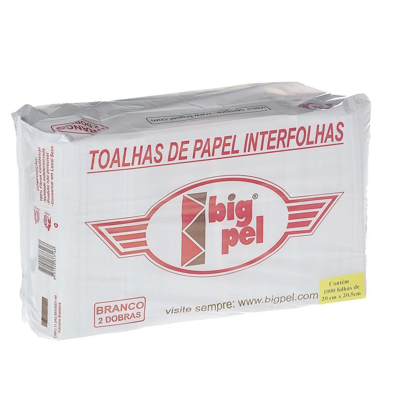 Toalha Interf Branca 2 Dobras 20x20,5 Big Pel com 1000