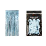 Cortina de Franja Metalizada Azul Bebê 100x200cm