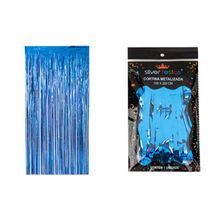 Cortina de Franja Metalizada Azul 100x200cm