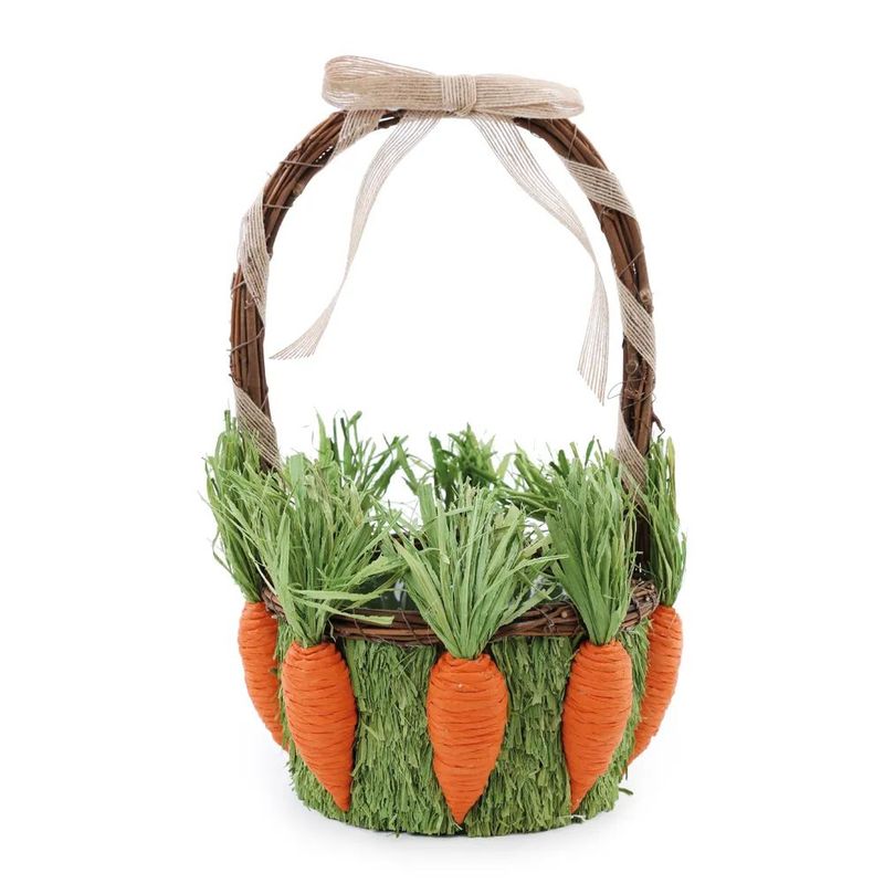 Cesta Decorativa com Coelho Marrom, Verde e Laranja (Rustic) - 1 Un
