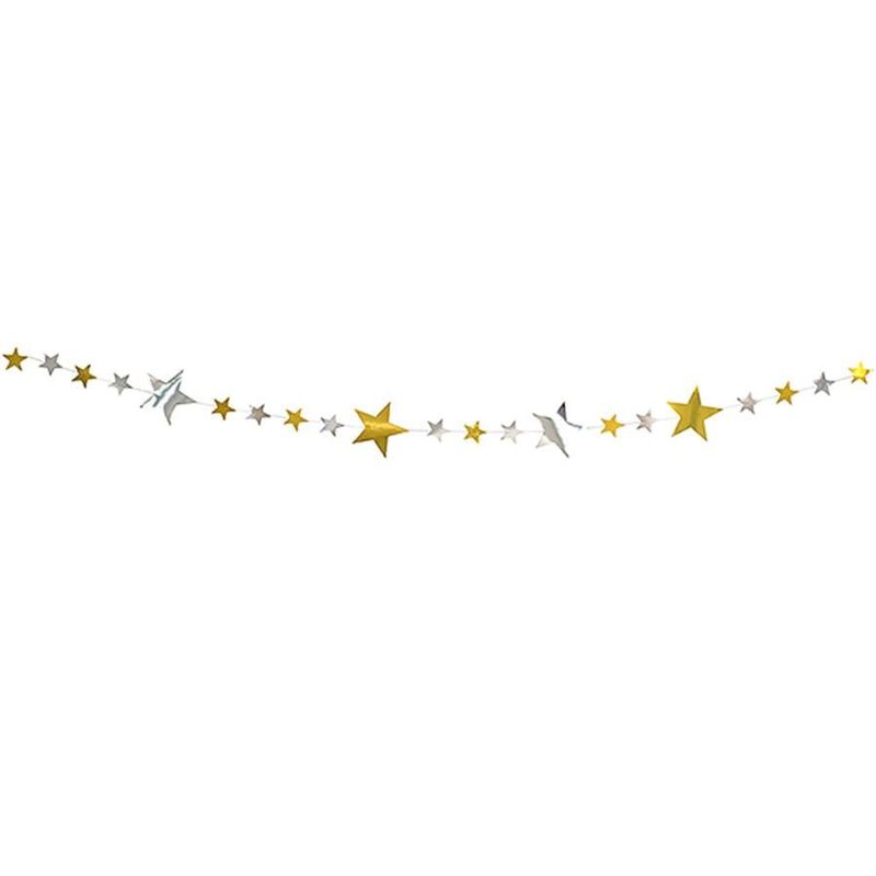 Móbile Artesanal Estrelas Prata e Dourado 1.5m