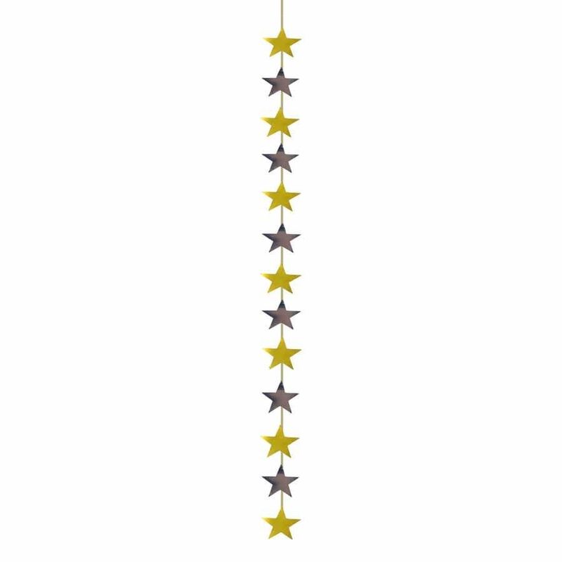 Móbile Artesanal Estrelas Prata e Dourado 1.5m