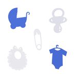 Aplique Artesanal Chá de Bebê Azul M - 10 Un
