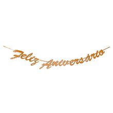 Faixa Feliz Aniversário Rose Gold com Glitter