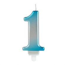 Vela Wave Azul e Prata Número 1 - VWA01