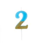 Vela Azul Candy com Dourado Número 2 - VMA02