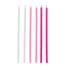 Vela Palito Rosa e Branca 15cm - V188 - 6 Un