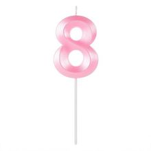 Vela Design Rosa Perolizada Número 8 - VAR08