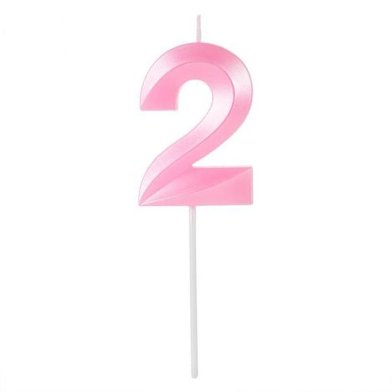 Vela Design Rosa Perolizada Número 2 - VAR02