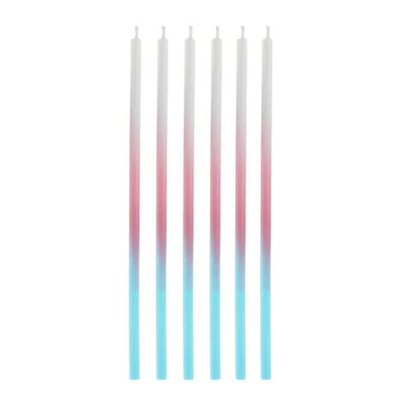 Vela Palito Degradê Azul e Rosa 15cm - V189 - 6 Un