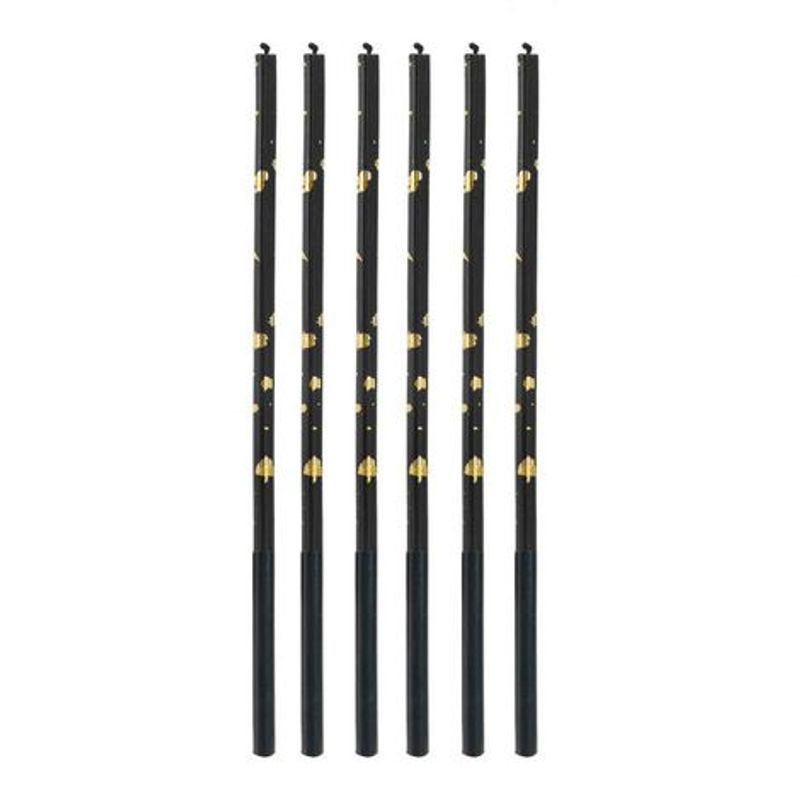 Vela Palito Gigante Preta com Dourado 17cm - V172 - 6 Un