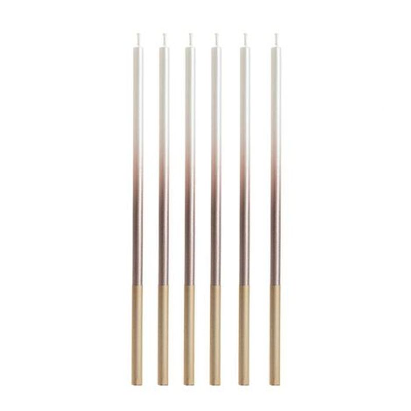 Vela Palito Gigante Degrade Perola com Rose Gold 15cm - V174 - 6 Un