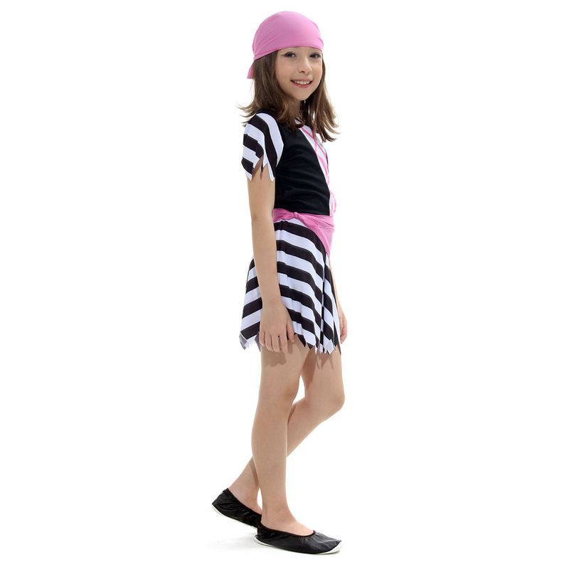 Fantasia de Pirata Feminino Infantil Com Bandana Carnaval M