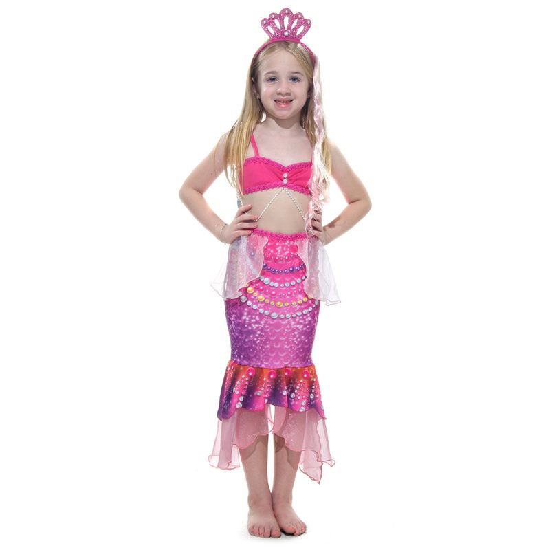 Fantasia de Carnaval Sereia Vestido Infantil de Pérola Tiara G