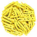 Mini Prendedor de Madeira Amarelo 2,5cm - 50 Unidades