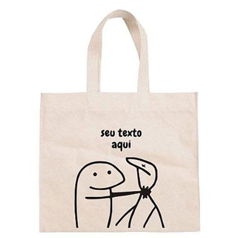 Sacola de Algodão Cru 20x22cm para Presente Personalizada Flork Meme - Sufocando - 01 unidade