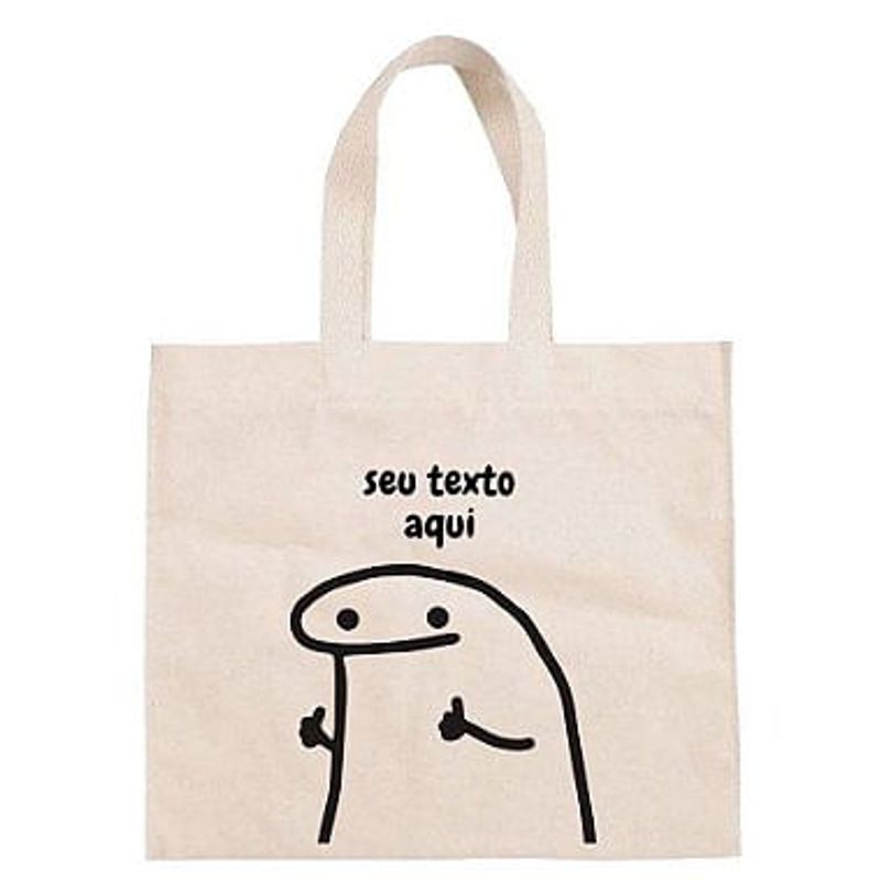 Sacola de Algodão Cru 22x33cm para Presente Personalizada Flork Meme - Joinha - 01 unidade