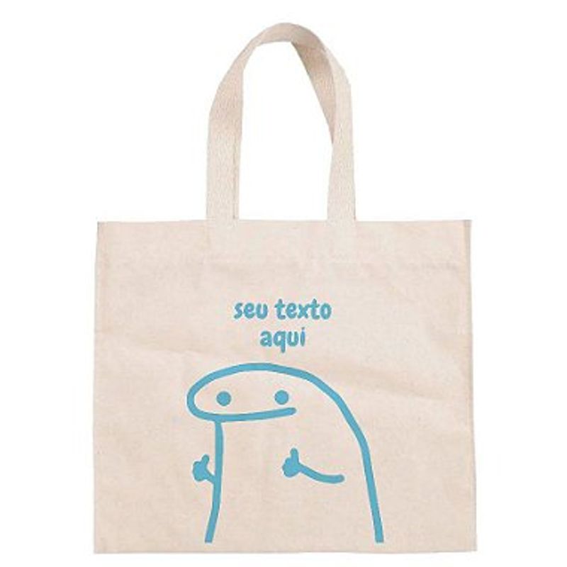 Sacola de Algodão Cru 22x33cm para Presente Personalizada Flork Meme - Joinha - 01 unidade