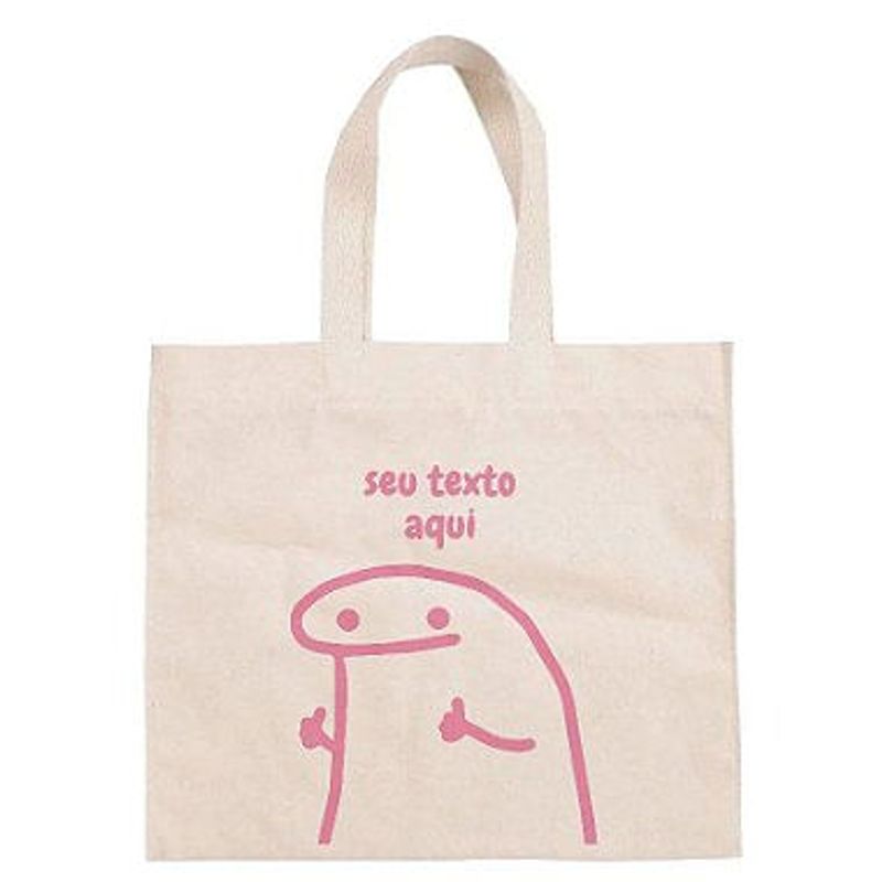 Sacola de Algodão Cru 22x33cm para Presente Personalizada Flork Meme - Joinha - 01 unidade