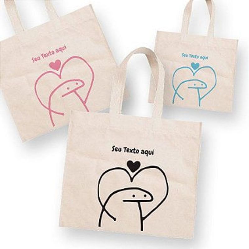 Sacola de Algodão Cru 30x40cm para Presente Personalizada Flork Meme - Apaixonado - 01 unidade