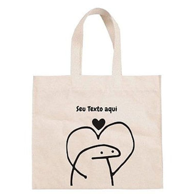 Sacola de Algodão Cru 30x40cm para Presente Personalizada Flork Meme - Apaixonado - 01 unidade