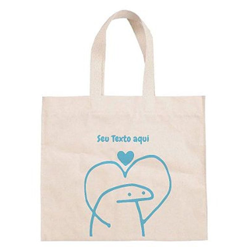 Sacola de Algodão Cru 30x40cm para Presente Personalizada Flork Meme - Apaixonado - 01 unidade
