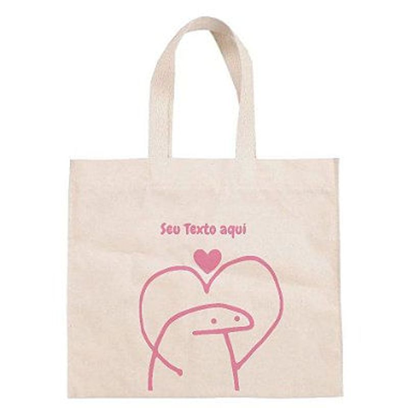 Sacola de Algodão Cru 30x40cm para Presente Personalizada Flork Meme - Apaixonado - 01 unidade