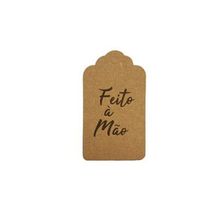 Tag Decorativa Kraft com Furo - Feito á Mão - 10 unidades