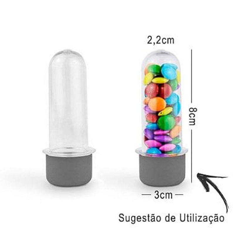 Mini Tubete Lembrancinha 8cm 10 unidades - Prata e Festas