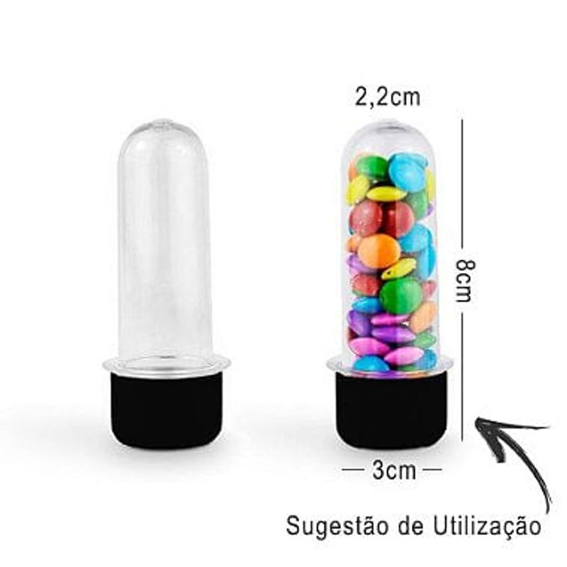 Mini Tubete Lembrancinha 8cm 10 unidades - Preto e Festas