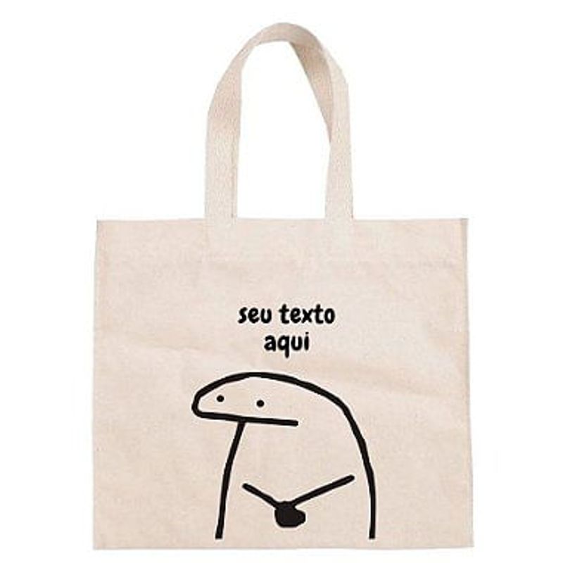 Sacola de Algodão Cru 30x40cm para Presente Personalizada Flork Meme - Esperando - 01 unidade