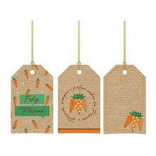 Tags Decorativa - Kraft Cenoura - 5 x 8 cm - 12 unidades - Cromus Páscoa