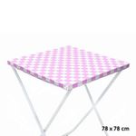 Toalha Plástica Cobre Manchas Perolizada - 78 x 78 cm - Xadrez Rosa - 10 unidades - CampFestas