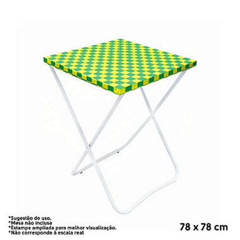 Toalha Plástica Cobre Manchas Perolizada - 78 x 78 cm - Xadrez Verde e Amarelo - 10 unidades - CampFestas