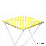 Toalha Plástica Cobre Manchas Perolizada - 78 x 78 cm - Xadrez Amarelo - 10 unidades - CampFestas