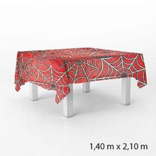 Toalha de Mesa em TNT - Aranhas e Teias - Vermelha - 140 x 220 cm - 1 unidade - Best Fest