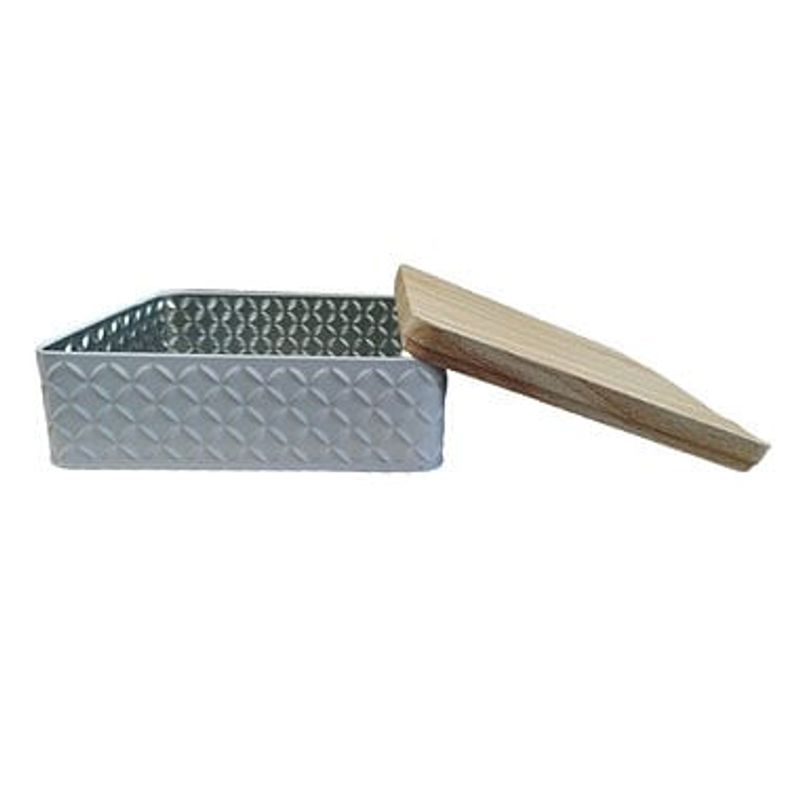 Lata Texturizada Quadrada Branca - 17x6 cm - 01 unidade e Festas