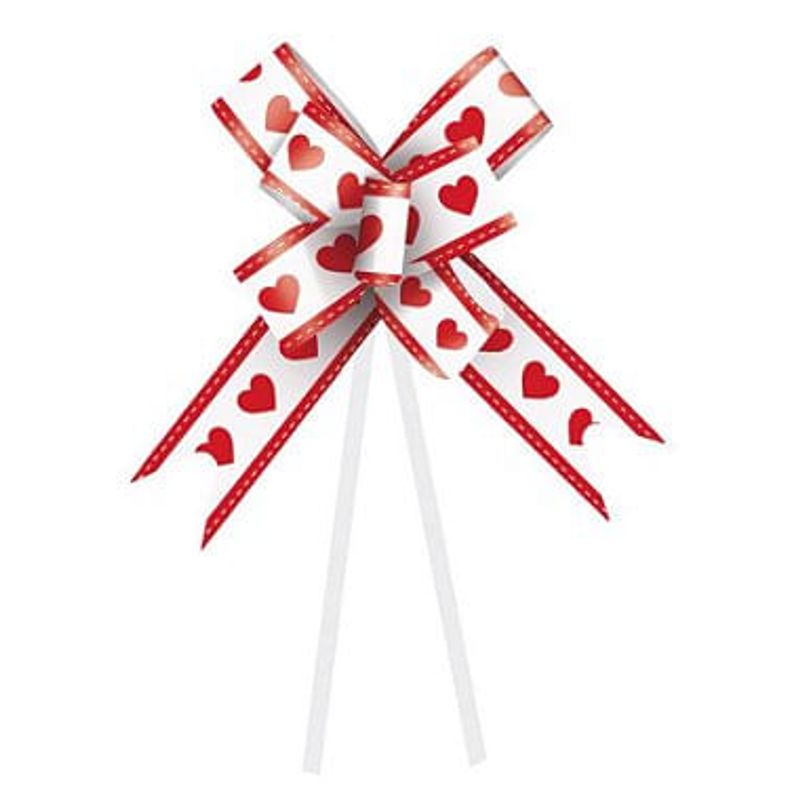 Laço Fácil Coração Branco e Vermelho - 10 unidades - Cromus